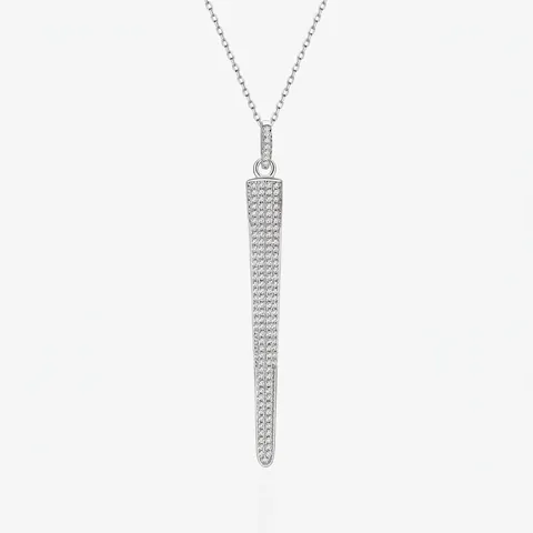 Collana Esagerata Personalizzata con Ciondolo a Cono Lungo in Argento Sterling 925 con Micro Pavé di Zirconia per Donna Gioielli