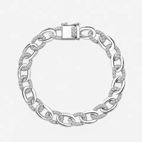 925 Sterlingsilber Panzerkette Armband Für Herren Damen Unisex Hip Hop Schmuck Zirkonia Pflaster Geometrische Kette Armband Geschenk
