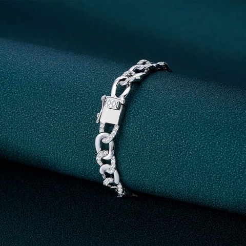 925 Sterling Silver Cuban Link Bracelet For Men Women Unisex Hip Hop Jewelry Pave Zirconia Geometric Chain Link Bracelet Gift