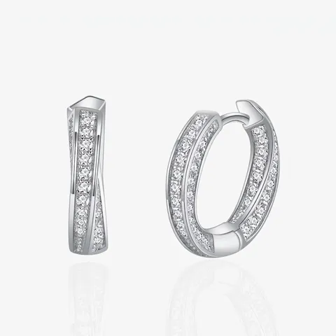 925 Sterlingsilber Möbius Hoop Ohrringe Für Damen Fashion Micro Pave Strass Geometrische Runde Kreis Ohrringe Schmuck
