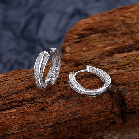 925 Sterlingsilber Möbius Hoop Ohrringe Für Damen Fashion Micro Pave Strass Geometrische Runde Kreis Ohrringe Schmuck