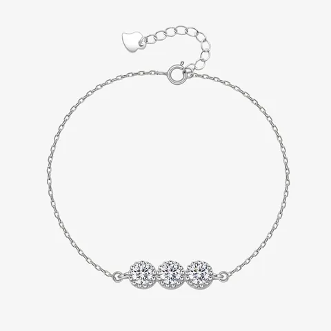 S925 Sterlingsilber Armband Für Damen Minimalistisch Rund Zirkonia Eingelegt Verstellbar Herzanhänger Elegante Schmuck