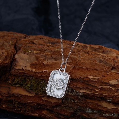 S925 Sterlingsilber Perlmutt Anhänger Halskette Damen Luxus Wolke Stern Rechteck Strass Schlüsselbeinkette Schmuck