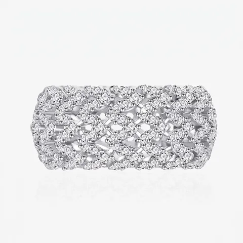 Anello a V in Argento Sterling 925 a Fascia Larga Con Zirconia Elegante Geometrico Svuotato Per Donna Gioielli Personalizzati