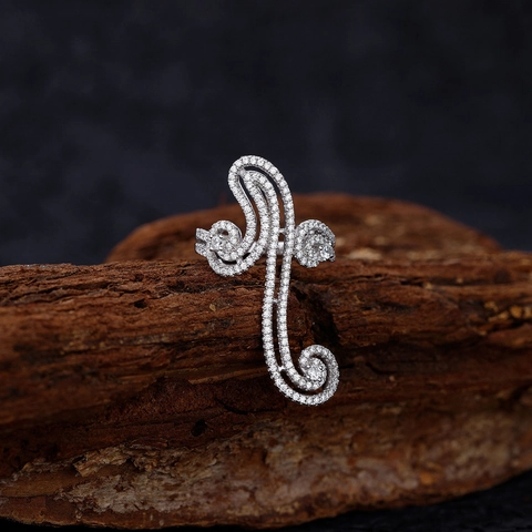 925 Sterling Silver Exaggerated Vortex Swirl Ring For Women Pave Zirconia Statement Fashion Artistic Finger Ring Jewelry