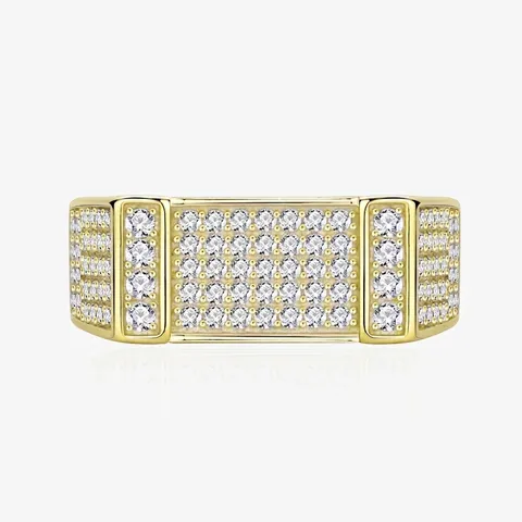 925 Sterling Silver Hip Hop Zirconia Ring For Men Women Iced Out Rectangular Micro Pave Punk Geometric Band Jewelry