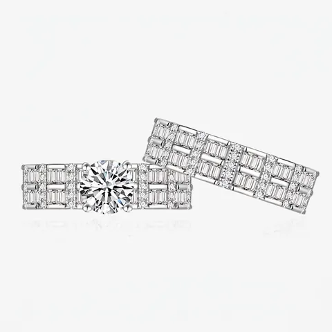 S925 Sterling Zilveren Ring Set Voor Vrouwen Luxe Pave Strass Verloving Bruiloft Stapelbare Ringen Geraffineerde Sieraden Accessoire