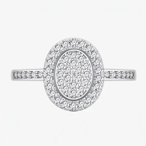 Luxury 925 Sterling Silver Oval Halo Zirconia Ring For Women Niche Design Dainty Full Diamond Cluster Wedding Band Finger Jewelry