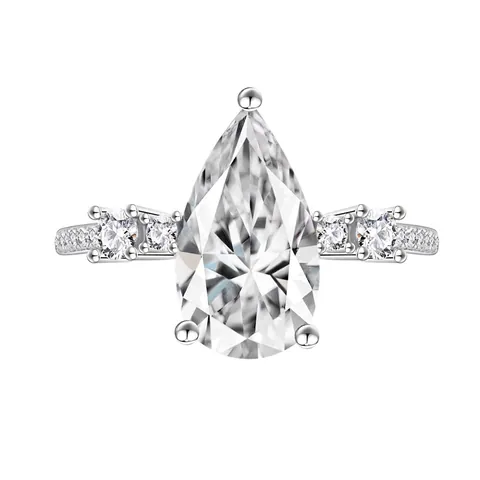 925 Sterling Zilver Peervormige Zirconia Ring Voor Vrouwen Luxe Glinsterende Waterdruppel Verloving Bruiloft Sieraden Cadeau
