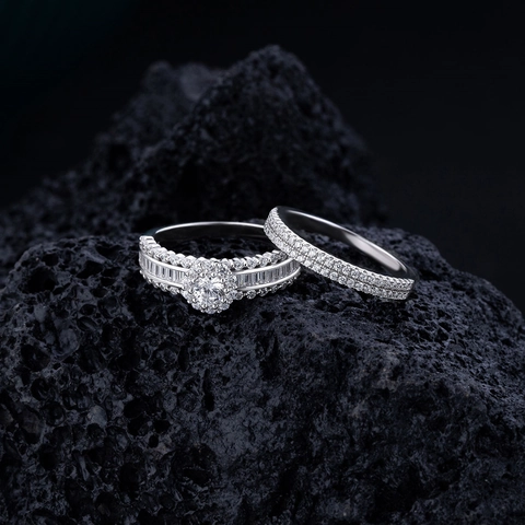925 Sterling Silver Micro Pave Rhinestone Rings For Women Men Commuter Fashion Jewelry Geometric Finger Rings