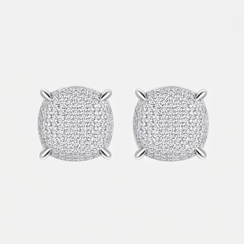 Luxe 925 Sterling Zilver Micro Pave Zirconia Ronde Oorknopjes Voor Dames Elegante Geometrische Sieraden Cadeaus