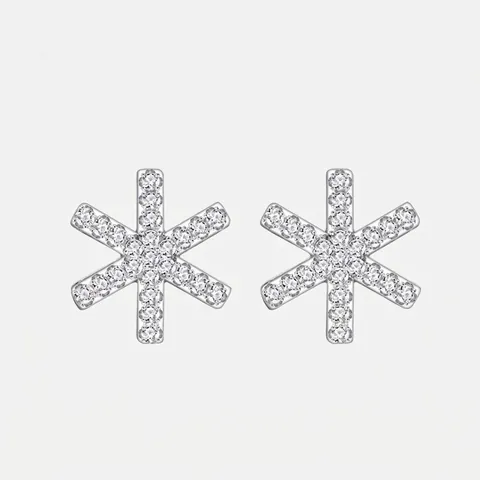 Orecchini a Bottone a Fiocco di Neve in Argento Sterling S925 Con Zirconia Scintillante per Donna Gioielli Eleganti per Feste