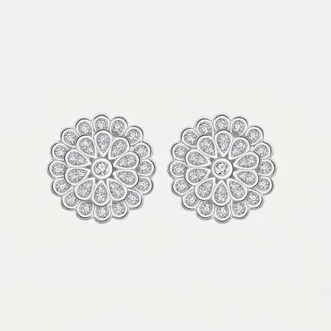S925 Sterling Silber Mikro Pave Zirkonia Zwelagige Blumen Ohrstecker Exquisite Floral Schmuck Für Damen High End Geschenk