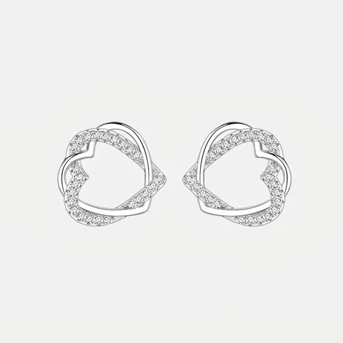 925 Sterlingsilber Verflochtene Herz Ohrstecker Für Damen Elegante Pave Zirkonia Geometrische Kreuz Ohrringe Schmuck Geschenk