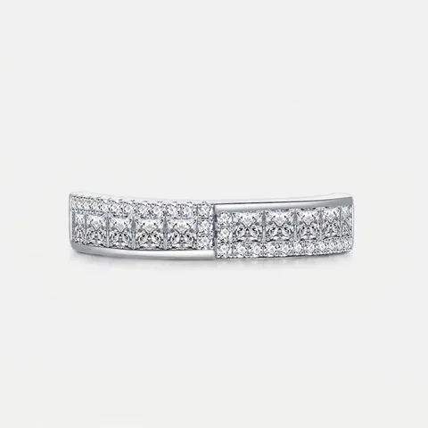 Luxury 925 Sterling Silver Pave Zirconia Eternity Band Ring Geometric Micro-pave Finger Ring For Women Wedding Jewelry