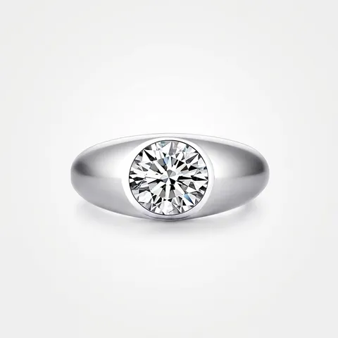 925 Sterlingsilber Herren Ring Rund Brillant Zirkonia Eingelegt Mode Siegelring Galvanisiert Weißgold Band Für Hochzeit Täglich Schmuck