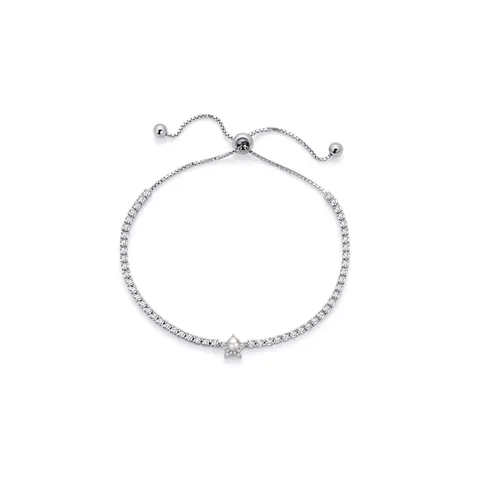 925 Sterlingsilber Stern Perle Verstellbares Armband Für Damen Zirkonia Tennis-Kette Eleganter Schmuck Geschenk