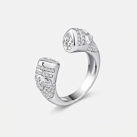 Anillo Abierto de Plata de Ley 925 para Mujer Ajustable Minimalista Geométrico Anillo de Dedo con Diamantes de Imitación Joyería Regalo