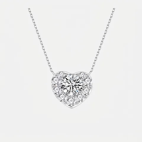 925 Sterlingsilber Herz Anhänger Halskette Weißgold Plattiert Zirkonia Eingelegt Herzform Funkelnde Schlüsselbeinkette Schmuck Für Damen