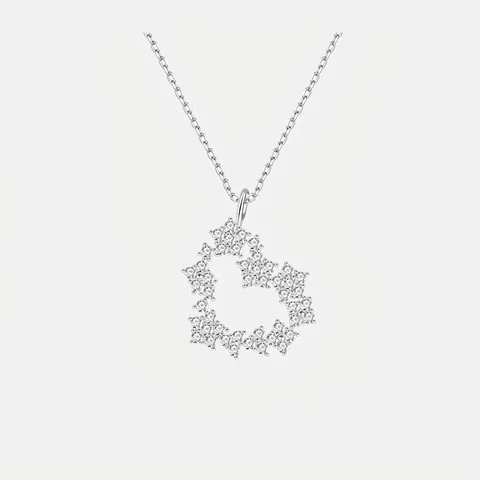 925 Sterlingsilber Herz Anhänger Halskette Für Damen Mikro Zirkonia Stern Design Elegante Schlüsselbeinkette Schmuck