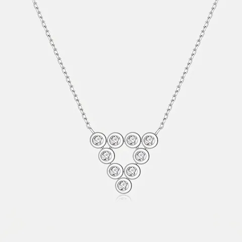 Minimalistische 925 Sterlingsilber Dreieck Anhänger Halskette Für Damen Geometrische Zirkonia Eingelegt Galvanisierter Schmuck