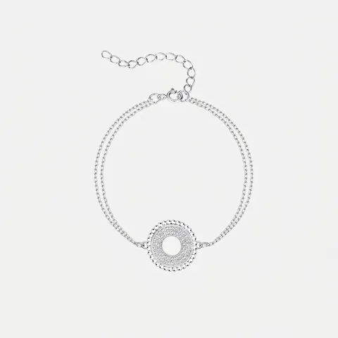 925 Sterling Silver Double Layer Chain Bracelet For Women Elegant Round Medallion Inlaid Zirconia Fashion Jewelry Gift