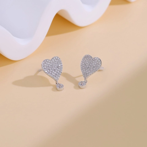 S925 Sterling Zilveren Hart Oorknopjes Voor Vrouwen Prachtige Pave Zirconia Sierlijke Hart Drop Oorbellen Mode Sieraden