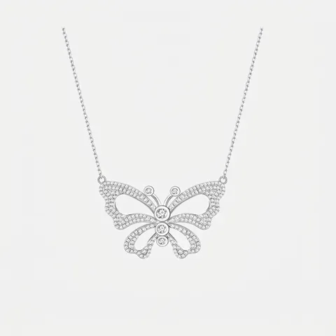 Collana Con Ciondolo Farfalla in Argento Sterling 925 Per Donna Elegante Intarsio in Zirconia Traforata Gioielli di Moda Regalo
