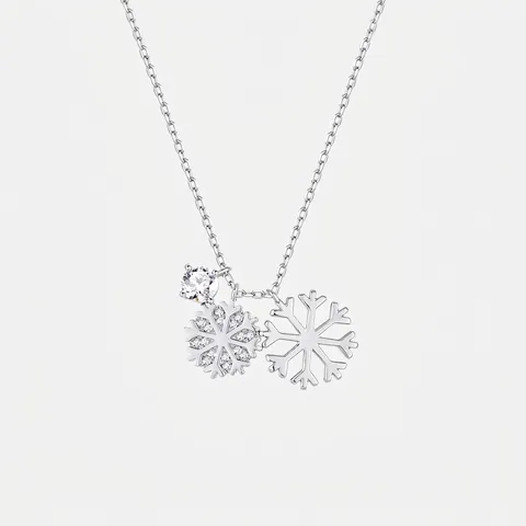 925 Sterlingsilber Doppel Schneeflocke Anhänger Halskette Für Damen Elegant Winter Zirkonia Schlüsselbein Kette Schmuck Weihnachtsgeschenk