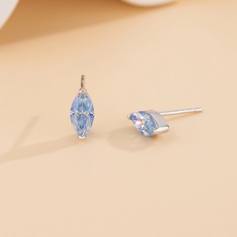 S925 Sterling Silver Moissanite Stud Earrings Marquise Cut Sea Blue Eye Of Horus Gemstone Earring Fashion Jewelry For Women Men