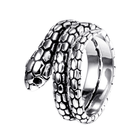Anillo de Serpiente de Acero Inoxidable Vintage para Hombre Punk Animal Envolvente con Textura de Escamas Joyería Hip Hop Accesorio