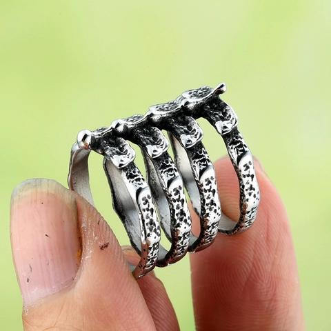 Anillo de Columna Vertebral de Ciempiés Vintage Hombre Acero de Titanio Pulido Gothic Punk Biker Diseño Biomimético Anillo de Banda de Capas Múltiples Joyería