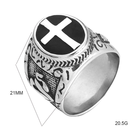 Anello Croce in Acciaio Inossidabile Retrò Per Uomo Anello Sigillo Religioso Gotico Mani in Preghiera Gioielli Punk Biker Regalo
