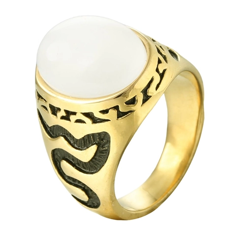Bague en Acier Titane Style Cour Vintage pour Hommes Femmes Strass Motif Géométrique Incrusté Bijoux de Doigt Punk