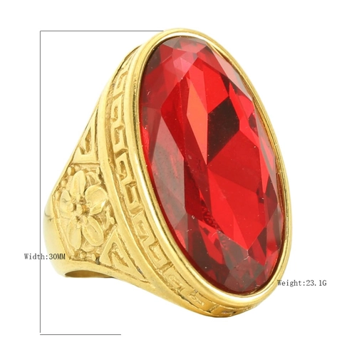 Anillo de Acero Inoxidable Vintage para Hombre Chapado en Oro Piedra de Ojo de Gato Sintética Ovalada Anello Sello Punk Joyería