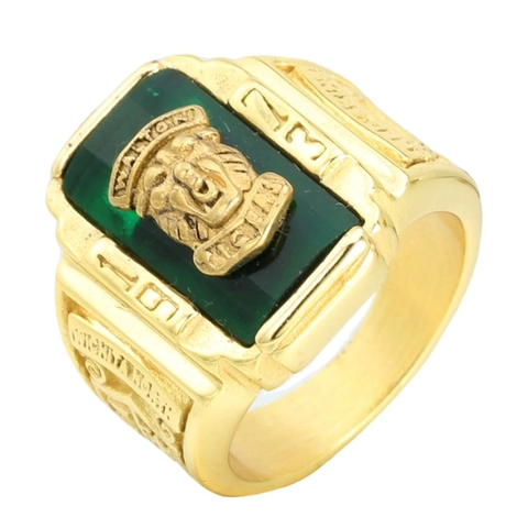Vintage Titanium Steel Signet Ring For Men Walton Tigers 1973 Tiger Head Inlaid Rhinestone Geometric Anniversary Ring Fashion Jewelry