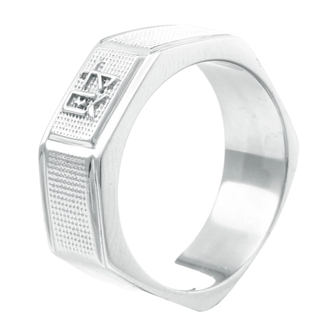 Western Style Metal Signet Ring For Men Women Unisex Personality Greek Alphabet Relief Chinese Cai Wealth Character Geometric Ring