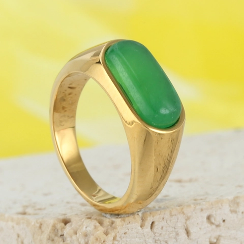 Minimalistische Roestvrijstalen Edelsteen Ring Retro Gepolijste Band Voor Heren Dames Geometrische Lapislazuli Tijgeroog Sieraden