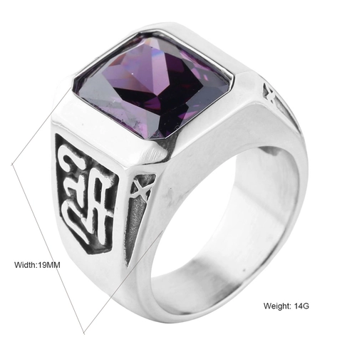 Anello con Sigillo da Uomo Vintage in Acciaio Inossidabile Gotico Geometrico Quadrato Strass Intarsiato Gioielli da Dito Politi per Festa Regalo Uomo