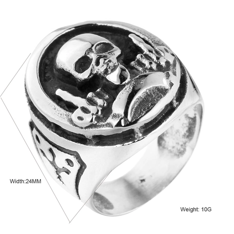 Anello Teschio in Acciaio Inossidabile Retro Punk per Uomo Vintage Gotico Scheletro Gesto del Dito Medio Anello Sigillo Biker Rock Hip Hop Gioielli