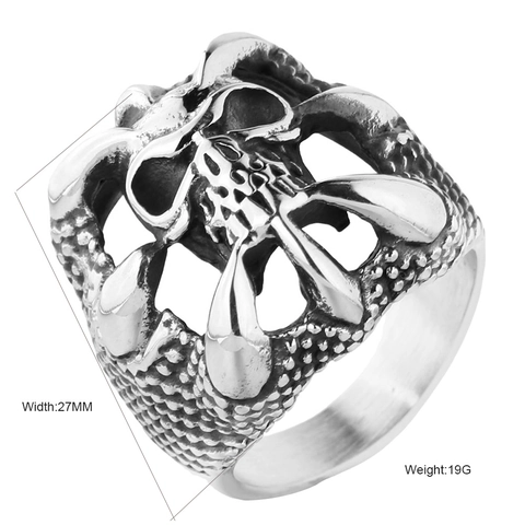 Anillo de Calavera y Garra de Acero Inoxidable Punk Gótico para Hombre Retro Acabado Desgastado Joyería de Moda Regalo