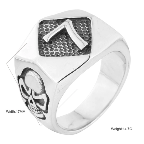 Anillo de Calavera de Acero Inoxidable Vintage para Hombre Número de la Suerte 7 Banda Punk Gótica Joyería de Motociclista