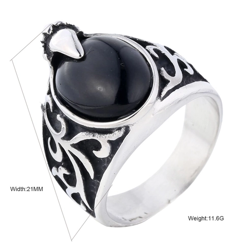 Anillo de Garra de Águila de Acero Inoxidable Vintage para Hombre Gótico Retro con Incrustaciones de Estrás Negro Biker Joyería