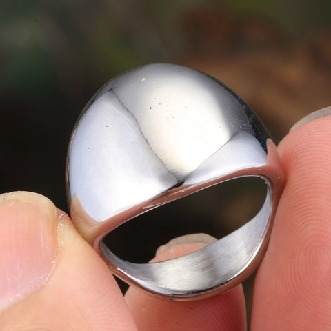 Anillo de Banda Ancha de Acero Inoxidable Minimalista para Hombre Retro Punk Pulido Cepillado Color Plata Joyería