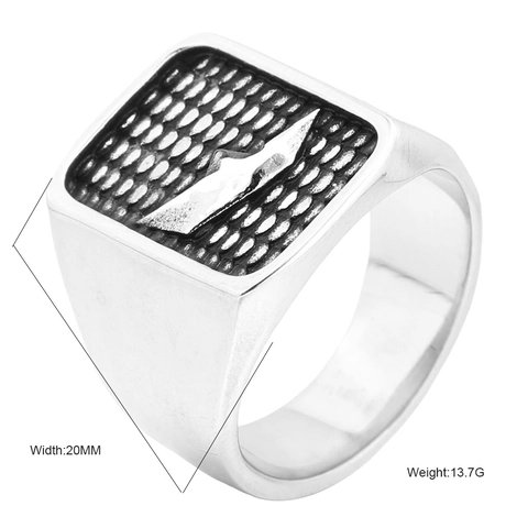Vintage Edelstahl Papierschiff Siegelring Für Herren Retro Fischschuppen Struktur Quadrat Biker Finger Schmuck Zubehör