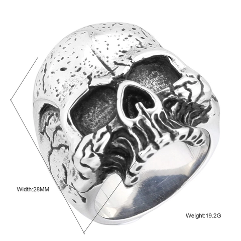 Vintage Roestvrijstalen Schedel Ring Gotisch Punk Biker Verweerde Band Ring Voor Heren Dames Mode Stoere Sieraden
