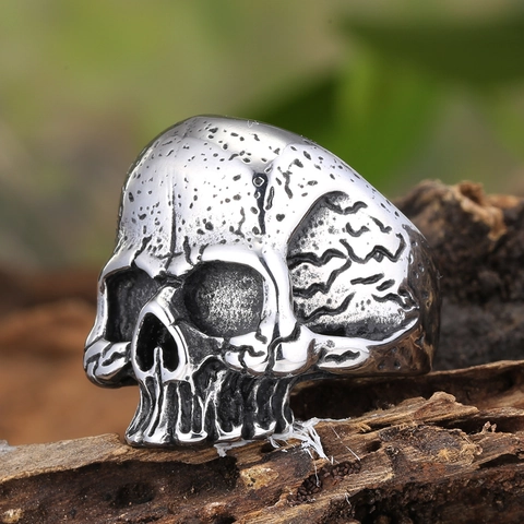 Vintage Roestvrijstalen Schedel Ring Gotisch Punk Biker Verweerde Band Ring Voor Heren Dames Mode Stoere Sieraden