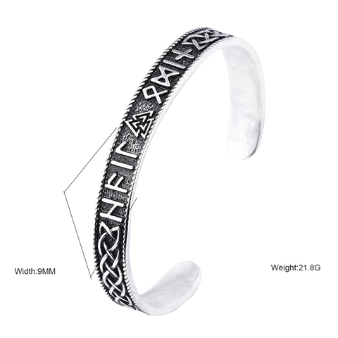 Bracciale Rigido Aperto in Acciaio Inossidabile Vichingo per Uomo Donna Motivo Rune Valknut Nodo Celtico Gioielli Punk Vintage Bracciale Antico