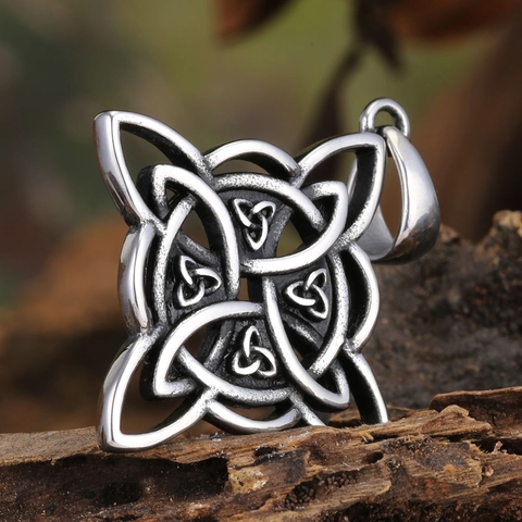 Vintage Celtic Knot Pendant Stainless Steel Witch's Knot Necklace For Men Women Nordic Viking Pagan Wiccan Jewelry Charm Pendant