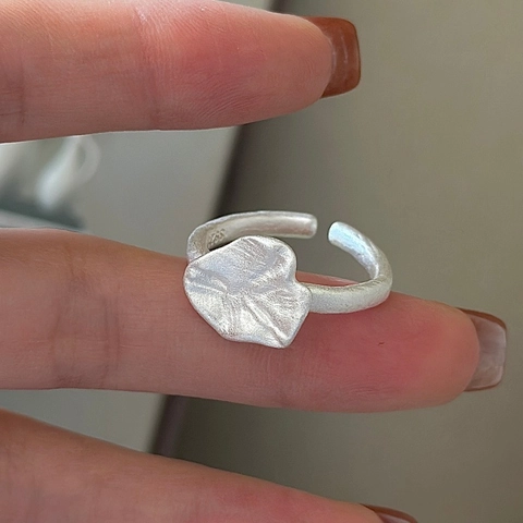 925 Sterlingsilber Unregelmäßige Blatt Blütenblatt Offener Ring Für Damen Minimalistisch Matt Galvanisiert Verstellbar Vintage Textur Fingerring Schmuck
